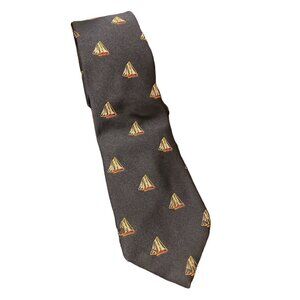 Vintage Cooks Navy Sailboat Embroidered Neck Tie